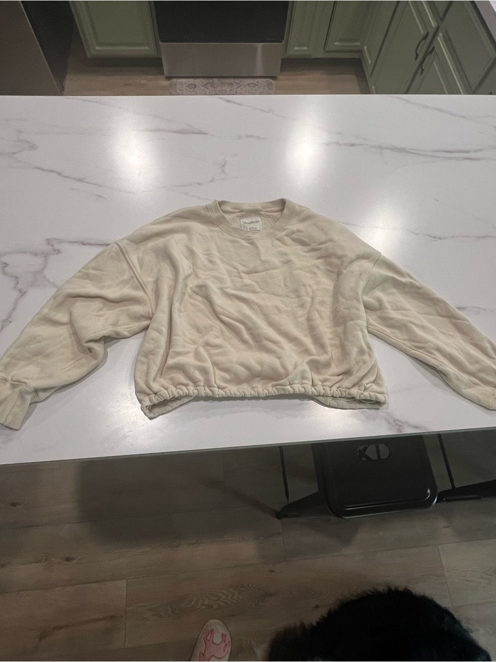Abercrombie & Fitch Cream Cropped Crewneck Sweater
